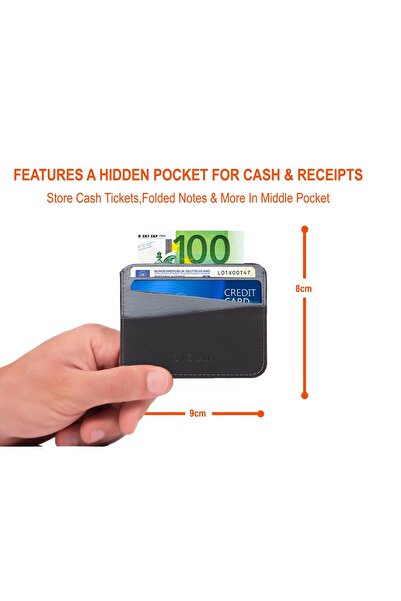 gio&mi Θήκη για κάρτες από γνήσιο δέρμα Boris Black Grey