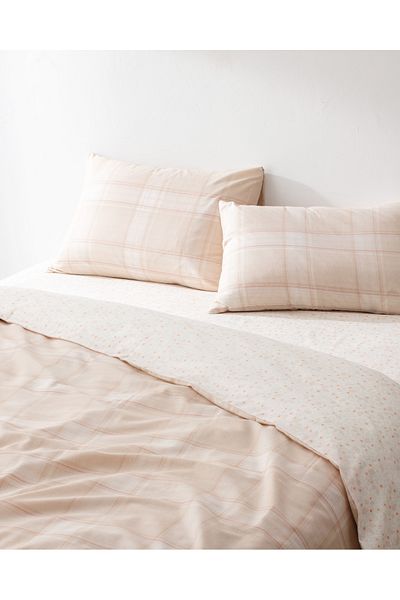 Madame Coco Beige Blanch King Size 100% Cotton Ranforce Printed Bedding Set