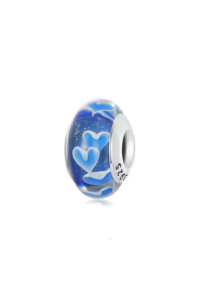 Fubena Mavi Kalpler Murano Gümüş Charm