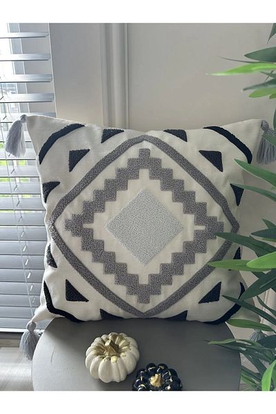 Reset Bmyhome Punch Embroidered 1 Piece Throw Pillow Cover