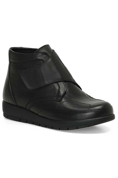 Polaris Orthopedic Leather Women's Boots - 5 Points 104577 .Z, Velcro, Non-Slip Base, Black
