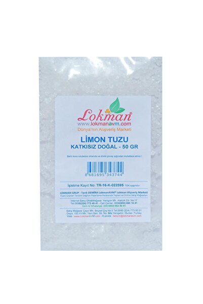 LokmanAVM Doğal Saf Çakıl Tane Granül Limon Tuzu Sitrik Asit E330 50gr