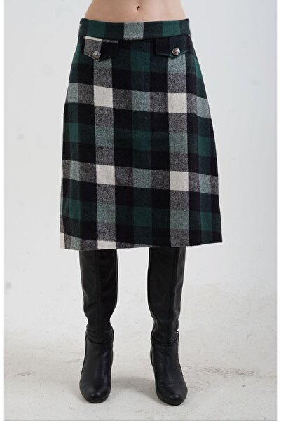 Zelish My Sister Green Plaid Bell Skirt