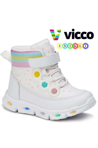 Vicco Mizu 946.b21k.205 Girl's Luminous Boots White 22-25