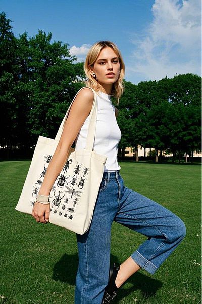 Vatkalimon Bezji Bugs Patterned Tote Bag - Canvas