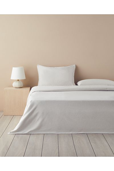English Home Beige King Size Pied De Poule Yarn Duvet Cover Set - 240X220 cm