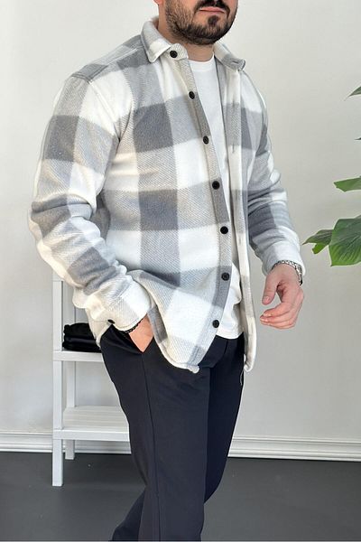 Edwox Γκρι Slim Fit Ανδρικό πουλόβερ Fleece - Edw227