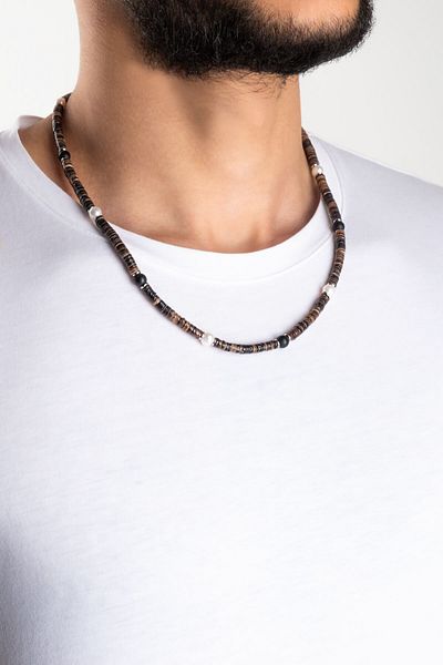 So CHIC... Pearl Stone 55 cm Steel Men's Necklace