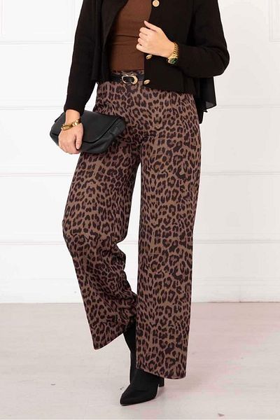 Bestenur Leopard Pattern Trousers 1324 - Black