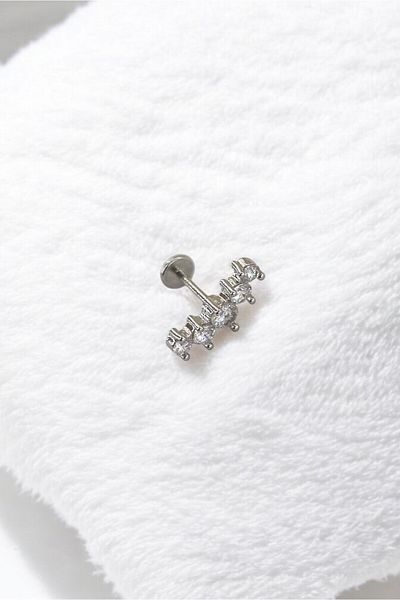 Osha Aksesuar Clover Motif Arc Tragus Piercing 6 mm Bar Flat Back