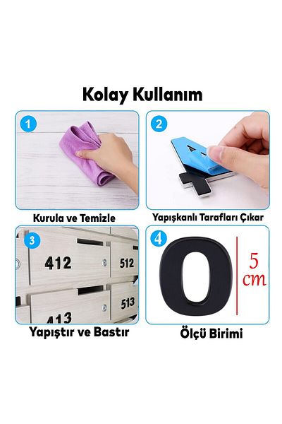 Badem10 Numerele ușilor adezive de dimensiuni mici de 50 mm de culoare neagră - 0 cifre 1 buc