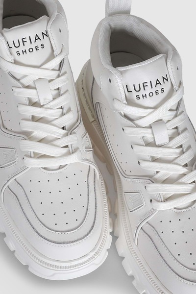 Lufian 111230236 Ανδρικά δερμάτινα αθλητικά παπούτσια Seth Casual High Top ΛΕΥΚΟ