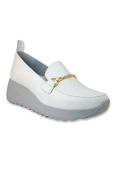 Mammamia 3745 Genuine Leather Casual Women's Shoes-White