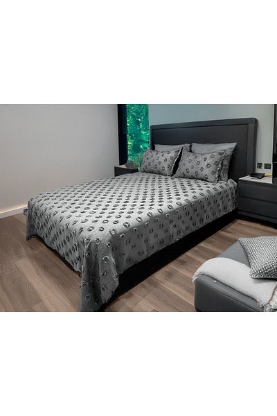 KAYALI HOME Bohemian Gray Double Bed Set - 230X250 2 Pillows 50X70