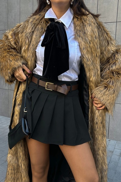 Eka Ženska crna plisirana suknja sa šortama, Kaiš komada 0999-499229