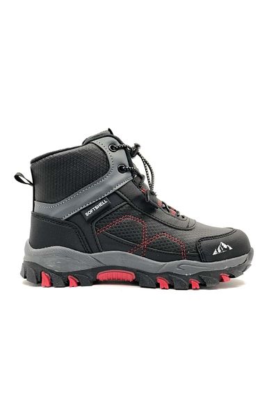 KCMN Cool Alfa Rubber Sole Αντιολισθητική Softshell Outdoor Παιδικές Μπότες Μαύρο-κόκκινο