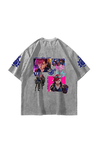 Bak Moda VI Arcane Printed Oversize Unisex Πλενόμενο Λευκό Tshirt