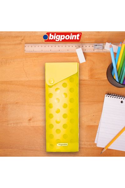 Bigpoint Yellow Large Size Box Pen Holder - Easy Use with Snap Cover