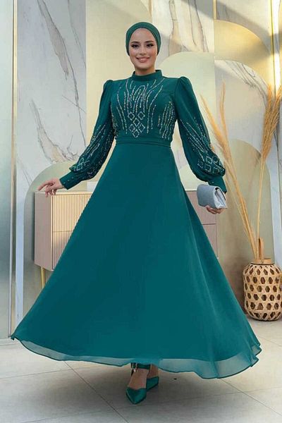 Bym Fashion Σμαραγδένιο βραδινό φόρεμα