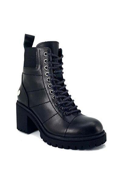 Mammamia 1710 Hakiki Deri Günlük Kadın Bot-Siyah