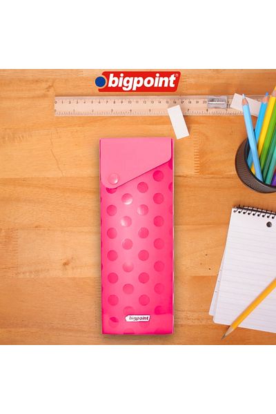 Bigpoint Pink Large Size Box Pen Holder - Easy Use with Snap Cover
