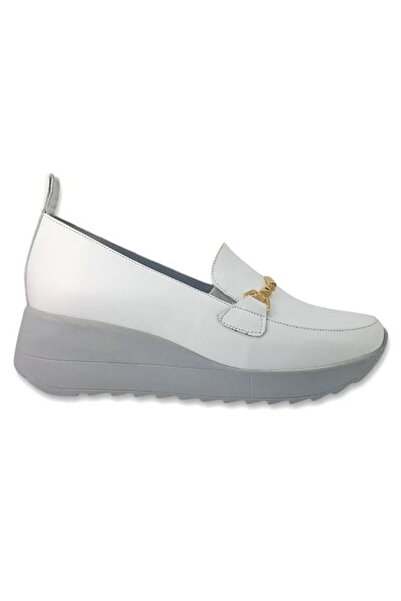 Mammamia 3745 Genuine Leather Casual Women's Shoes-White