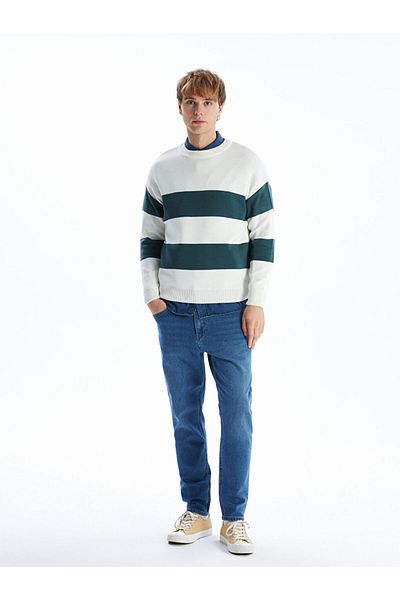LC Waikiki Crew Neck Long Sleeve Striped Men's Knitwear Sweater