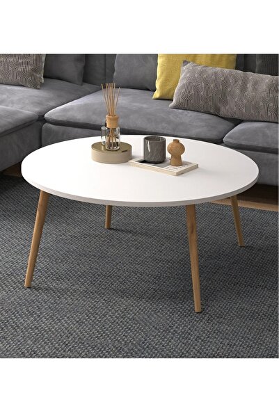 FAYMEND 70cm Yuvarlak Orta Sehpa Beyaz