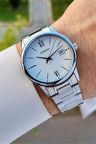 Casio Silver Color Men's Wristwatch with White Cord