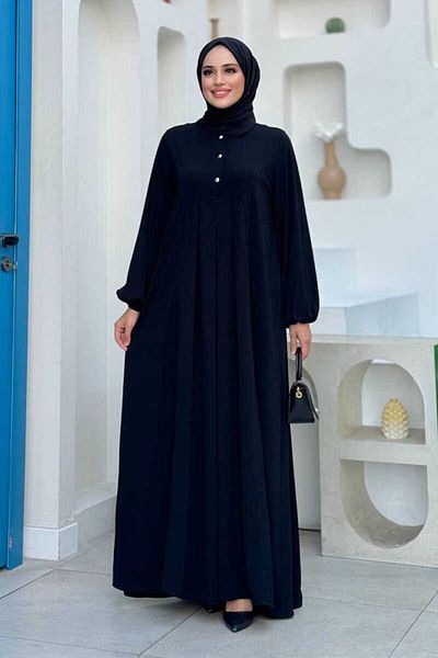 Bym Fashion Λεπτομερές φόρεμα με μαύρο κουμπί 6028