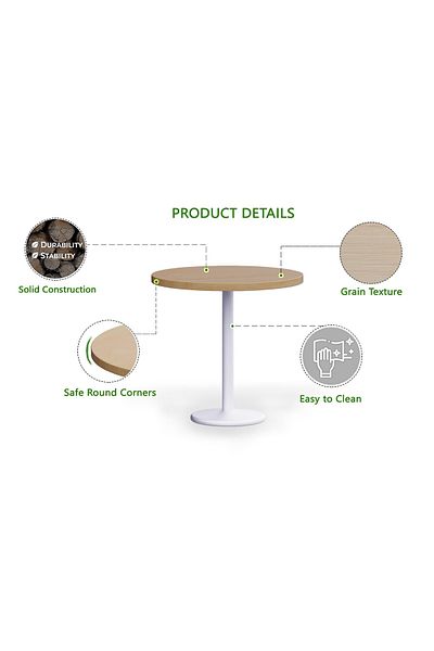 Mahmayi Round Pantry Table, Simple Modern Design Coffee Task for Home Office, (80 cm Dia, Oak)