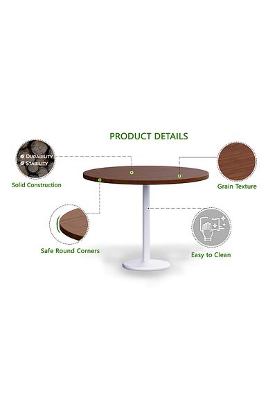 Mahmayi Round Pantry Table, Simple Modern Design Coffee Task for Home Office, (100 cm Dia, Dark Walnut)