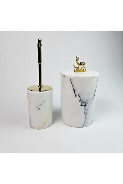 ege gross Lilac Marble Trash Can/Brush Set