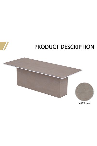 Mahmayi Simplistic Conference Meeting Table for Office, Meeting, Conference Room-Light Concrete, 240CM
