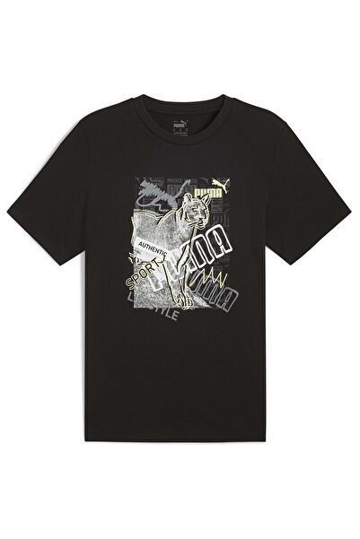 Puma 683213 Графичен фотопечат Тениска Tişort Erkek Тениска SİYAH