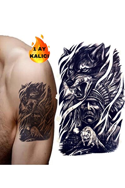 Mecit Tuhafiye 1 AY KALICI APAÇİ KURTLAR KOL VUCUT İÇİN GEÇİCİ DÖVME