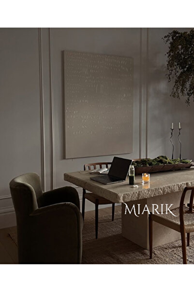 MIARIK DESIGN Patlatma Tabla Geniş Ayaklı Traverten Mermer Yemek Masası