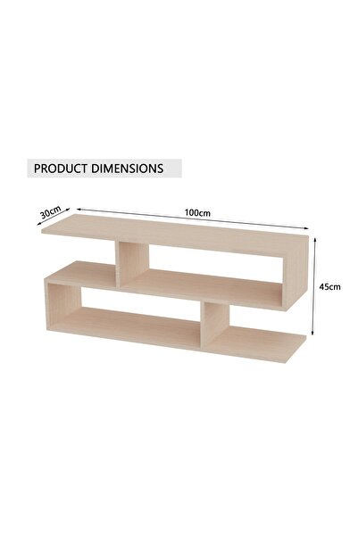 Mahmayi Modern TV Stand and Coffee Table with 2 Tier Storage Shelf, Monitor Stand for Home-OAK MELAMINE