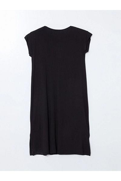 LC Waikiki Lcw Grace Black Crew Neck Lace Detail Women's Dress