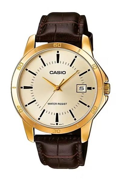 Casio ساعة يد رجالية مضمونة باللون البني من العلامة التجارية Cord