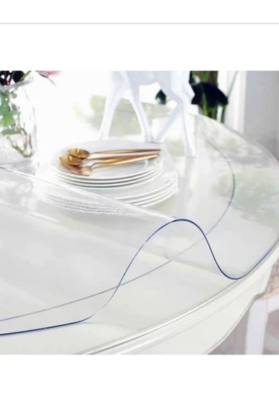 BALBAN TİCARET Transparent Round 1.5 mm Thick Pvc Table Protector 60 cm Diameter