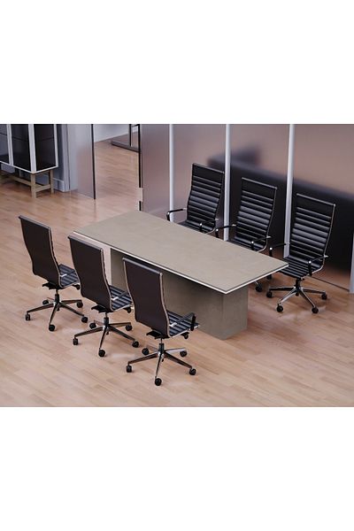 Mahmayi Simplistic Conference Meeting Table for Office, Meeting, Conference Room-Light Concrete, 240CM