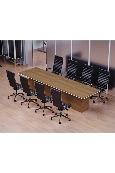 Mahmayi Ultra-Designed Conference Table for Office, Meeting, Conference Room-Natural Dijon Walnut, 360CM