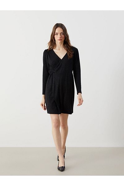 LC Waikiki Double Breasted Collar Shiny Look Women's Dress