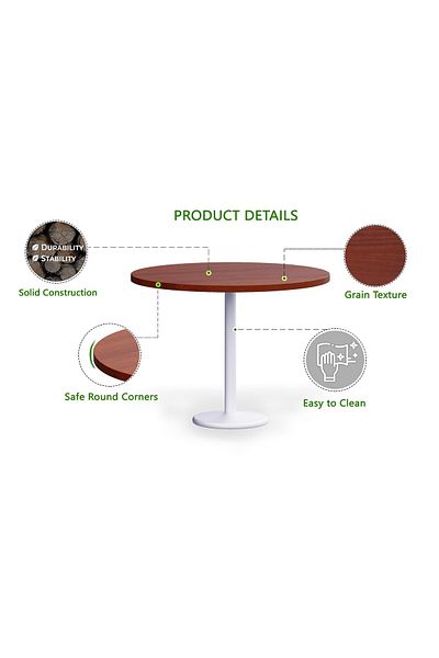 Mahmayi Round Pantry Table, Simple Modern Design Coffee Task for Home Office, (100 cm Dia, Apple Cherry)