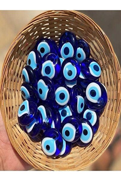 312 KONSEPT 50 bucăți de mărgele de sticlă cu găuri de 3 cm și frânghie de ră...