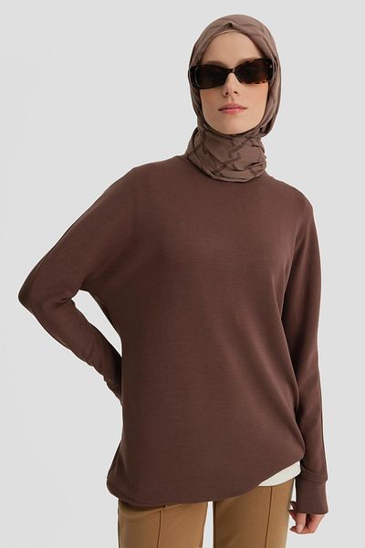 Armine Bitter Brown Bat Sleeve Tunic - 24Kd4225