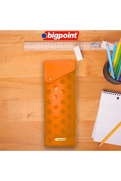 Bigpoint Orange Large Size Box Pen Holder - Easy Use with Snap Cover