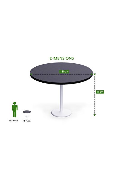 Mahmayi Round Pantry Table, Simple Modern Design Coffee Task for Home Office, (120 cm Dia, Black)