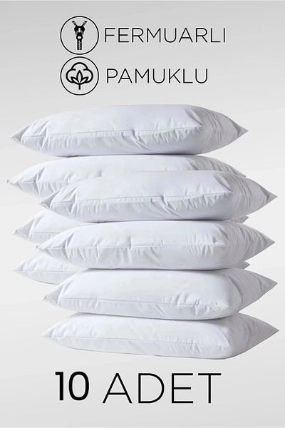 İsmail Gürel Şevval Home Cotton 50 X 70 White Inner Lining (10 Pieces) Pillow Mattress